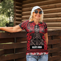 Aotearoa Iwi Ngati Awa Women Polo Shirt Maori Wharenui House Tribal Pattern LT9 - Polynesian Pride