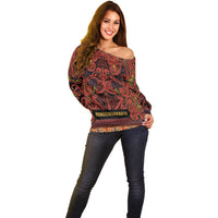 Aotearoa Iwi Rongowhakaata Off Shoulder Sweater Maori Wharenui House Tribal Pattern LT9 - Polynesian Pride