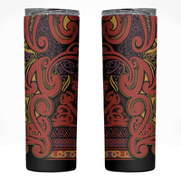 Aotearoa Iwi Rongowhakaata Skinny Tumbler Maori Wharenui House Tribal Pattern LT9 Brick Red - Polynesian Pride
