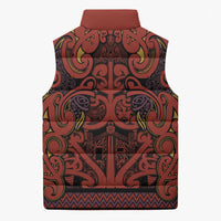 Aotearoa Iwi Rongowhakaata Sleeveless Puffer Jacket Maori Wharenui House Tribal Pattern LT9 - Polynesian Pride