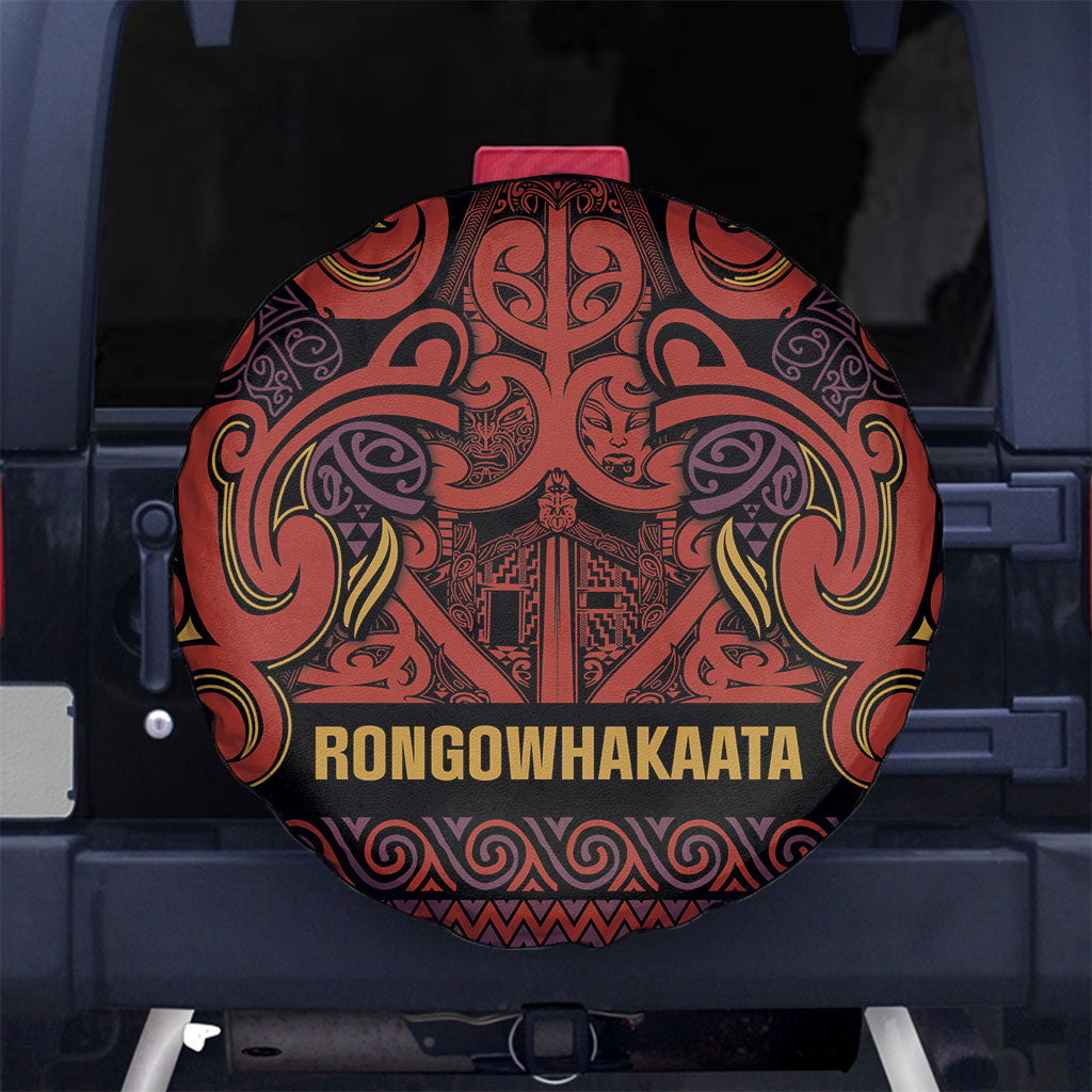 Aotearoa Iwi Rongowhakaata Spare Tire Cover Maori Wharenui House Tribal Pattern