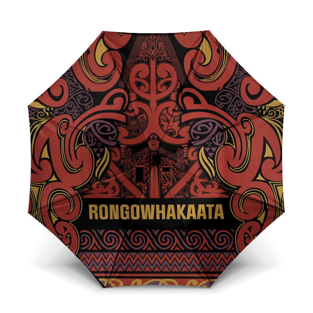 Aotearoa Iwi Rongowhakaata Umbrella Maori Wharenui House Tribal Pattern