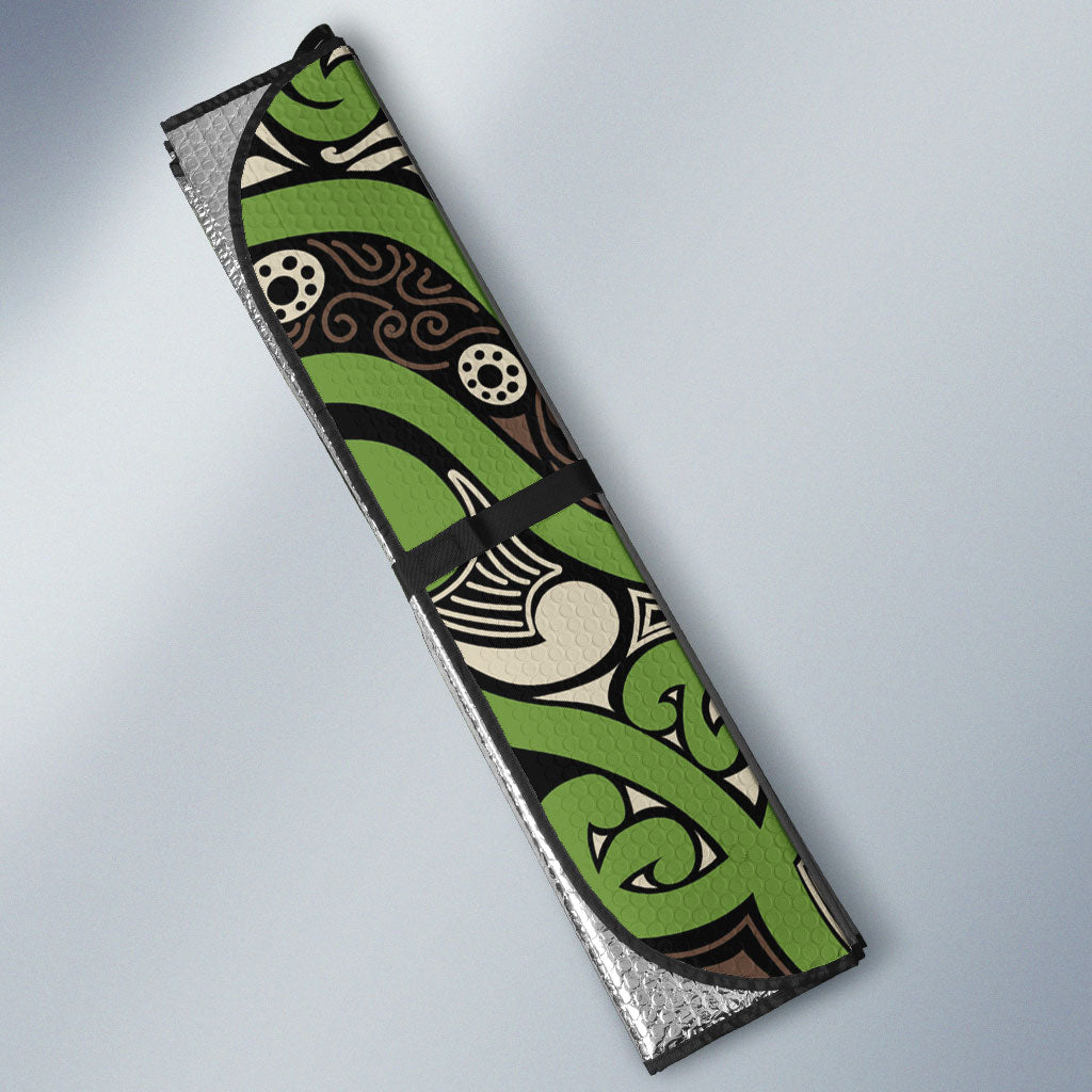 Aotearoa Iwi Ngati Raukawa Auto Sun Shade Maori Wharenui House Tribal Pattern LT9 - Polynesian Pride