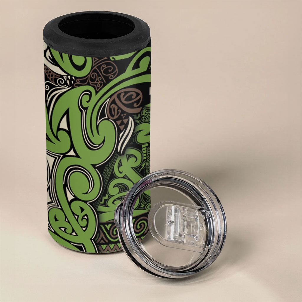 Aotearoa Iwi Ngati Raukawa 4 in 1 Can Cooler Tumbler Maori Wharenui House Tribal Pattern LT9 - Polynesian Pride