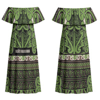 Aotearoa Iwi Ngati Raukawa Couples Matching Off Shoulder Maxi Dress and Hawaiian Shirt Maori Wharenui House Tribal Pattern LT9 - Polynesian Pride