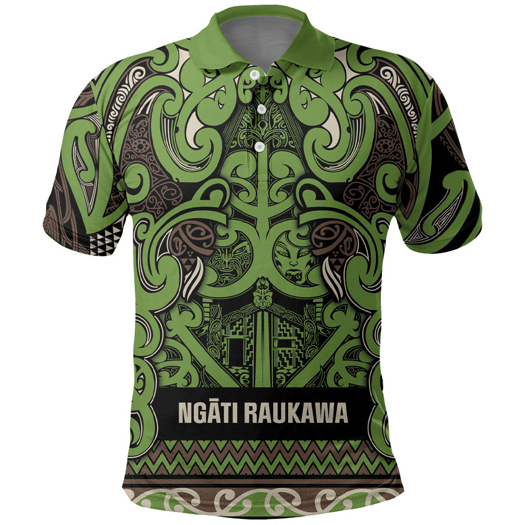 Aotearoa Iwi Ngati Raukawa Polo Shirt Maori Wharenui House Tribal Pattern LT9 Olive green - Polynesian Pride