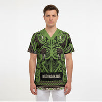 Aotearoa Iwi Ngati Raukawa Scrub Top Maori Wharenui House Tribal Pattern LT9 - Polynesian Pride
