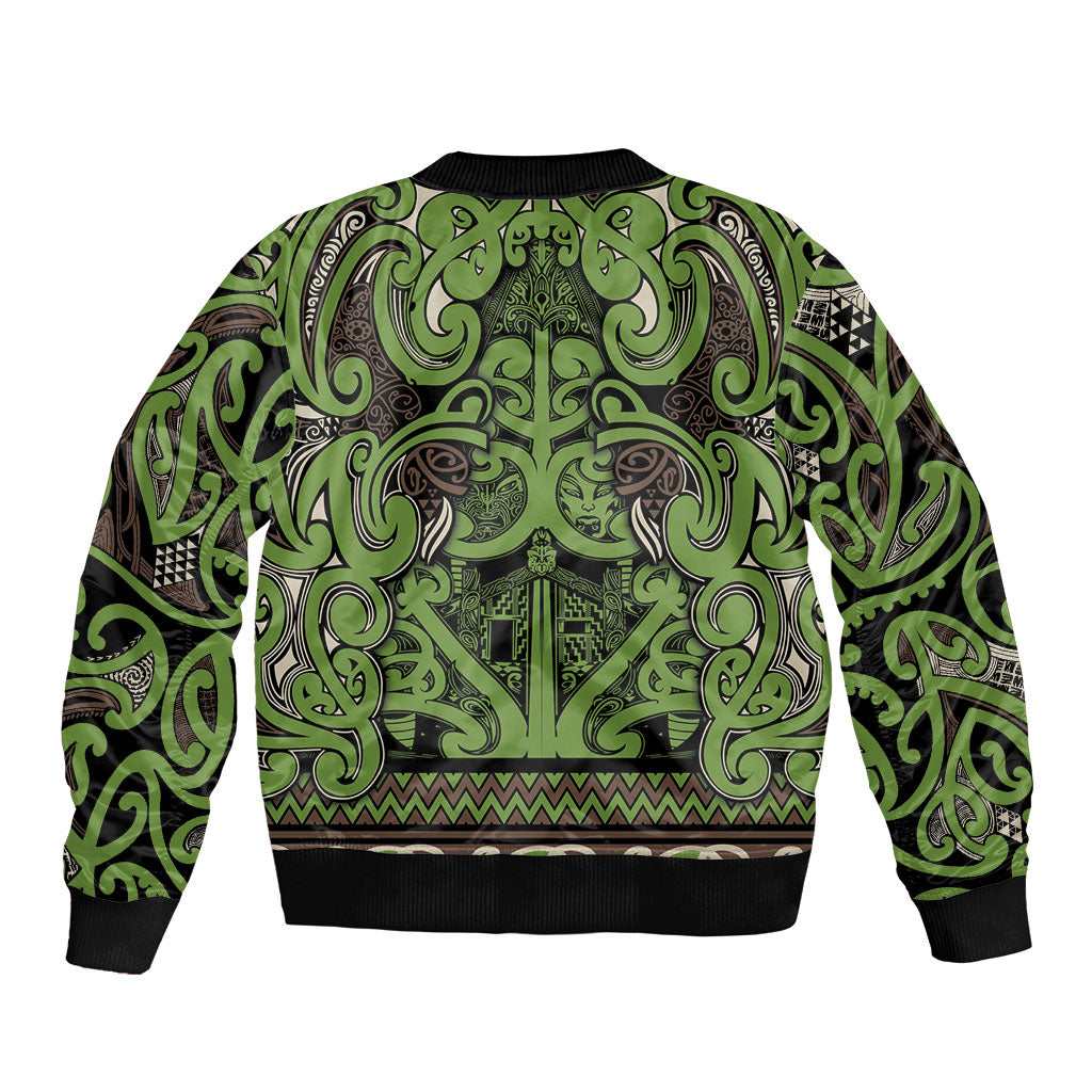 Aotearoa Iwi Ngati Raukawa Sleeve Zip Bomber Jacket Maori Wharenui House Tribal Pattern LT9 - Polynesian Pride