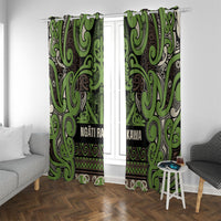 Aotearoa Iwi Ngati Raukawa Window Curtain Maori Wharenui House Tribal Pattern LT9 With Grommets Olive green - Polynesian Pride