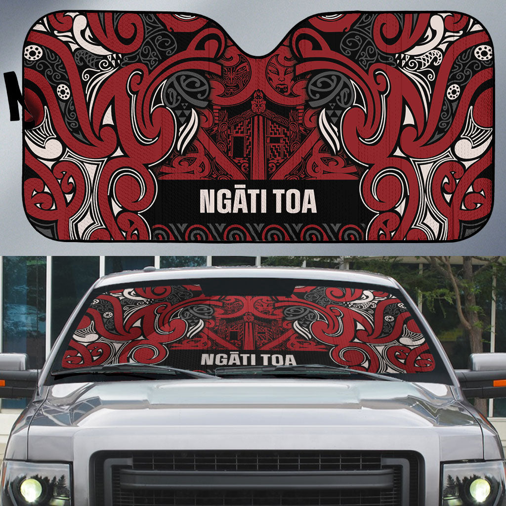 Aotearoa Iwi Ngati Toa Auto Sun Shade Maori Wharenui House Tribal Pattern