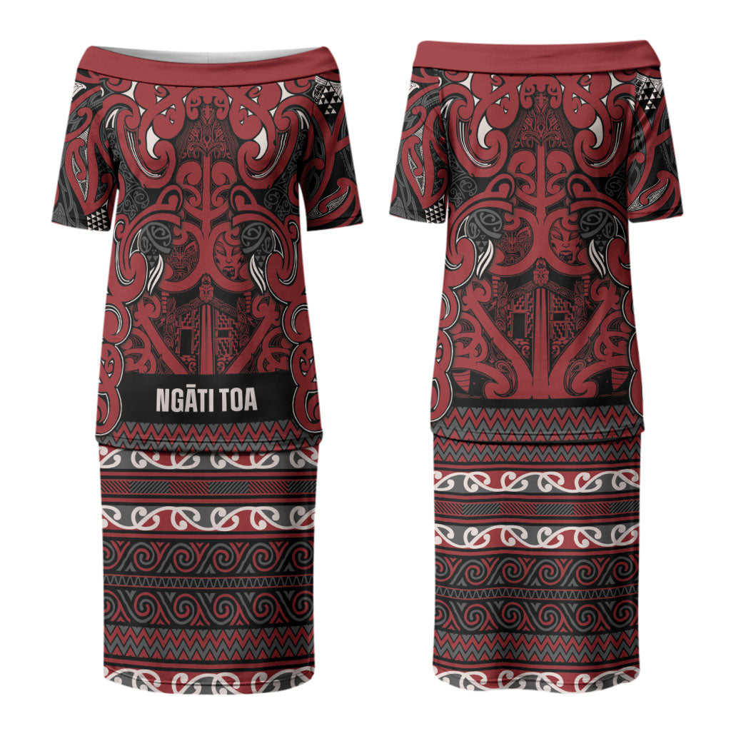 Aotearoa Iwi Ngati Toa Couples Matching Puletasi and Hawaiian Shirt Maori Wharenui House Tribal Pattern LT9 - Polynesian Pride