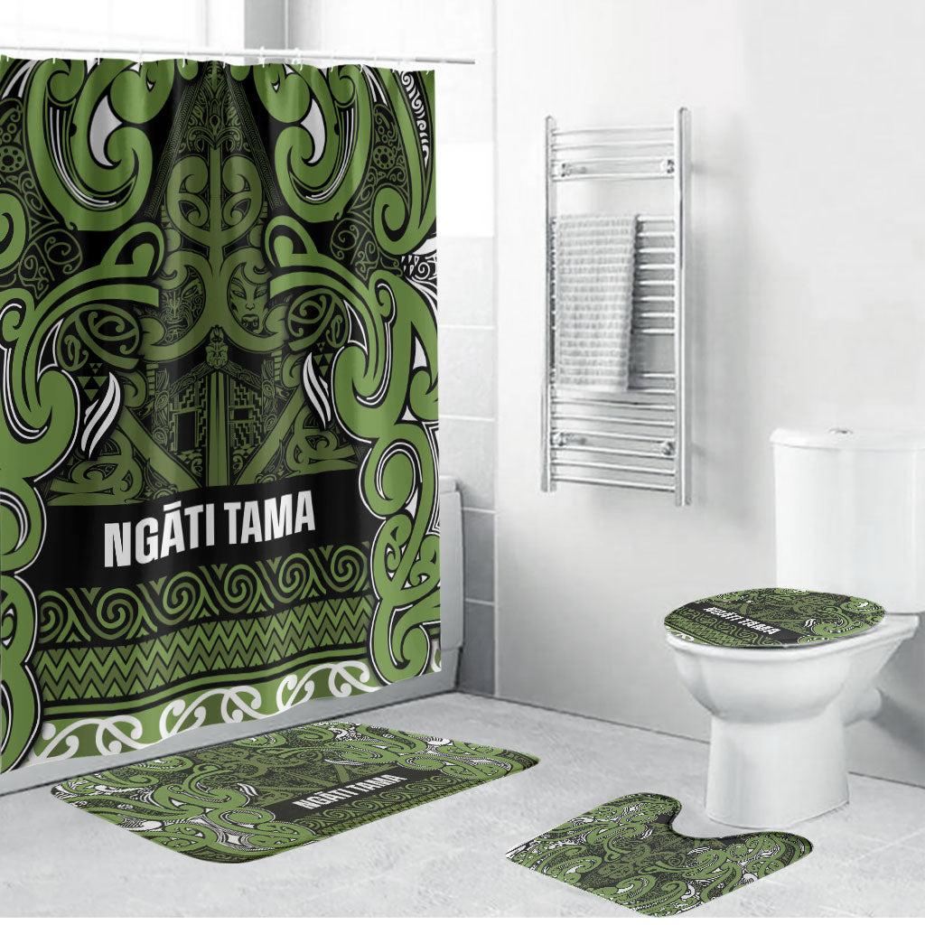 Aotearoa Iwi Ngāti Tama ki Taranaki Trust Bathroom Set Maori Wharenui House Tribal Pattern LT9 Bathroom Set (4 pcs) Lime - Polynesian Pride