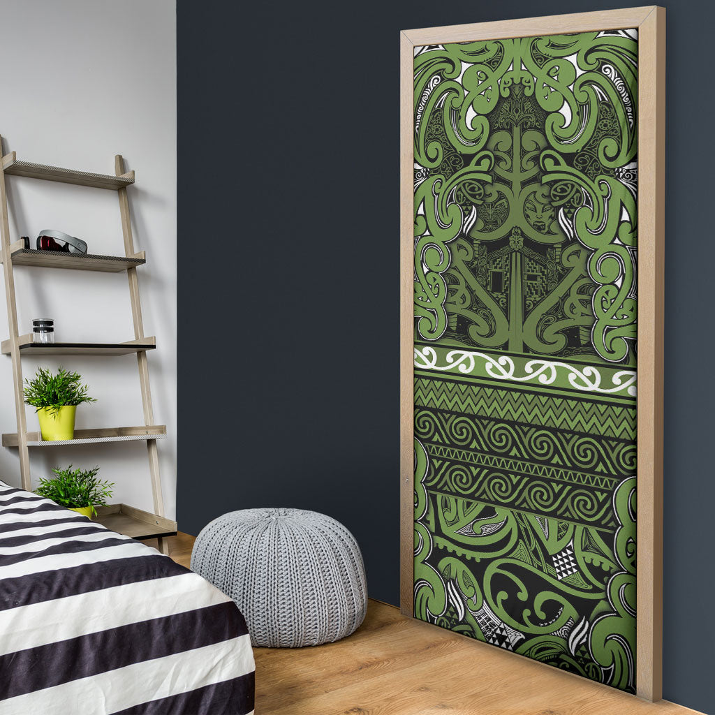 Aotearoa Iwi Ngāti Tama ki Taranaki Trust Door Cover Maori Wharenui House Tribal Pattern LT9 - Polynesian Pride