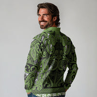 Aotearoa Iwi Ngāti Tama ki Taranaki Trust Long Sleeve Polo Shirt Maori Wharenui House Tribal Pattern LT9 - Polynesian Pride