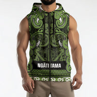 Aotearoa Iwi Ngāti Tama ki Taranaki Trust Sleeveless Zip Hoodie Maori Wharenui House Tribal Pattern LT9 - Polynesian Pride