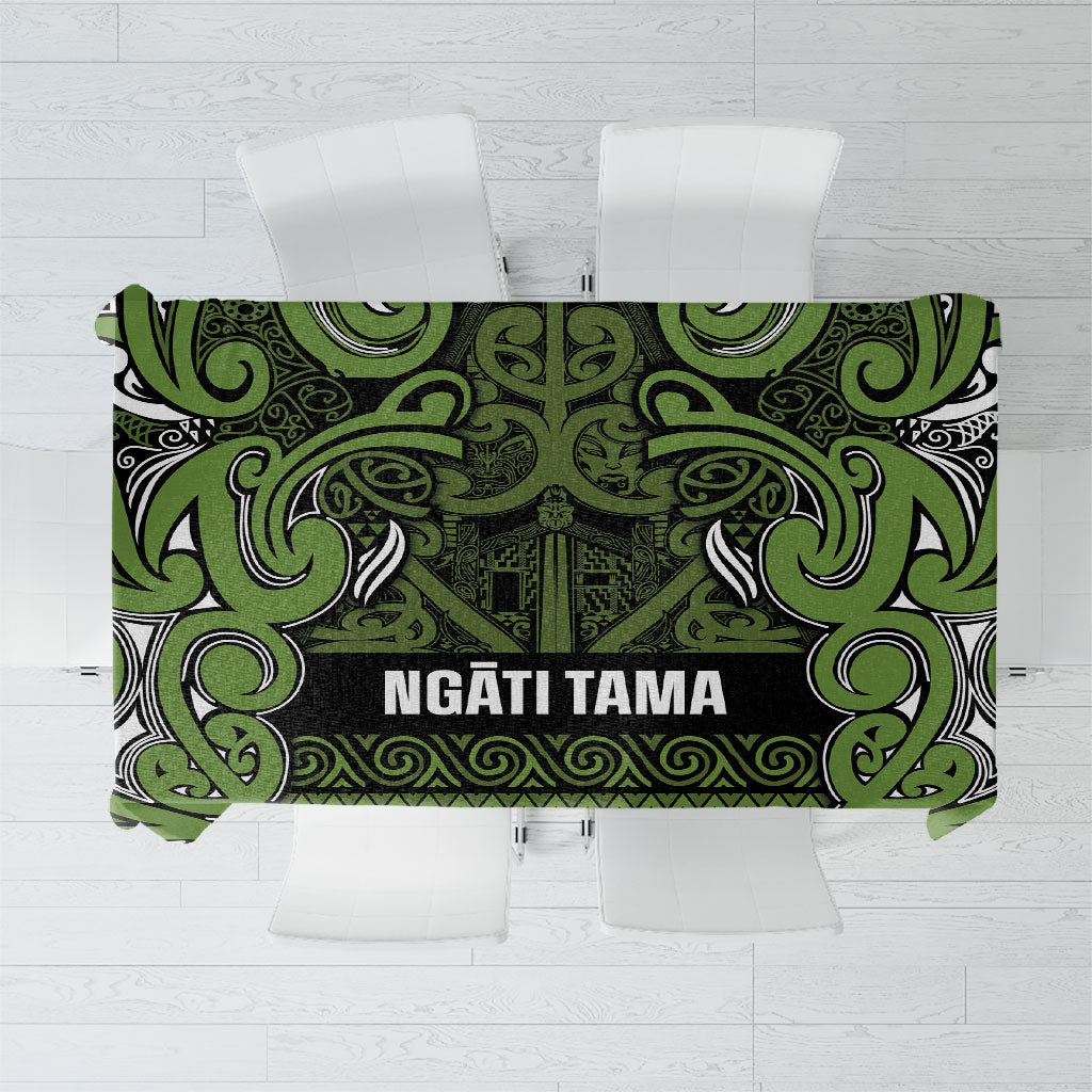 Aotearoa Iwi Ngāti Tama ki Taranaki Trust Tablecloth Maori Wharenui House Tribal Pattern LT9 Lime - Polynesian Pride