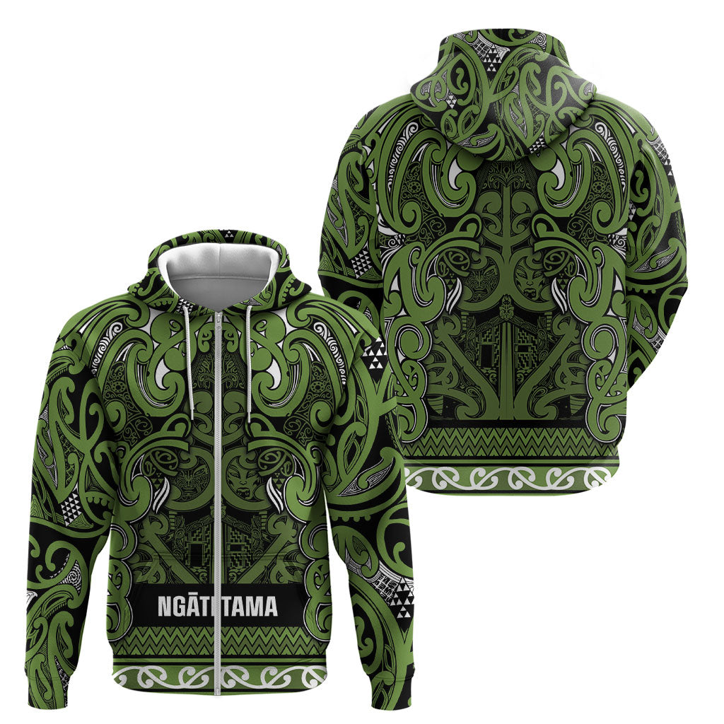 Aotearoa Iwi Ngāti Tama ki Taranaki Trust Zip Hoodie Maori Wharenui House Tribal Pattern LT9 - Polynesian Pride