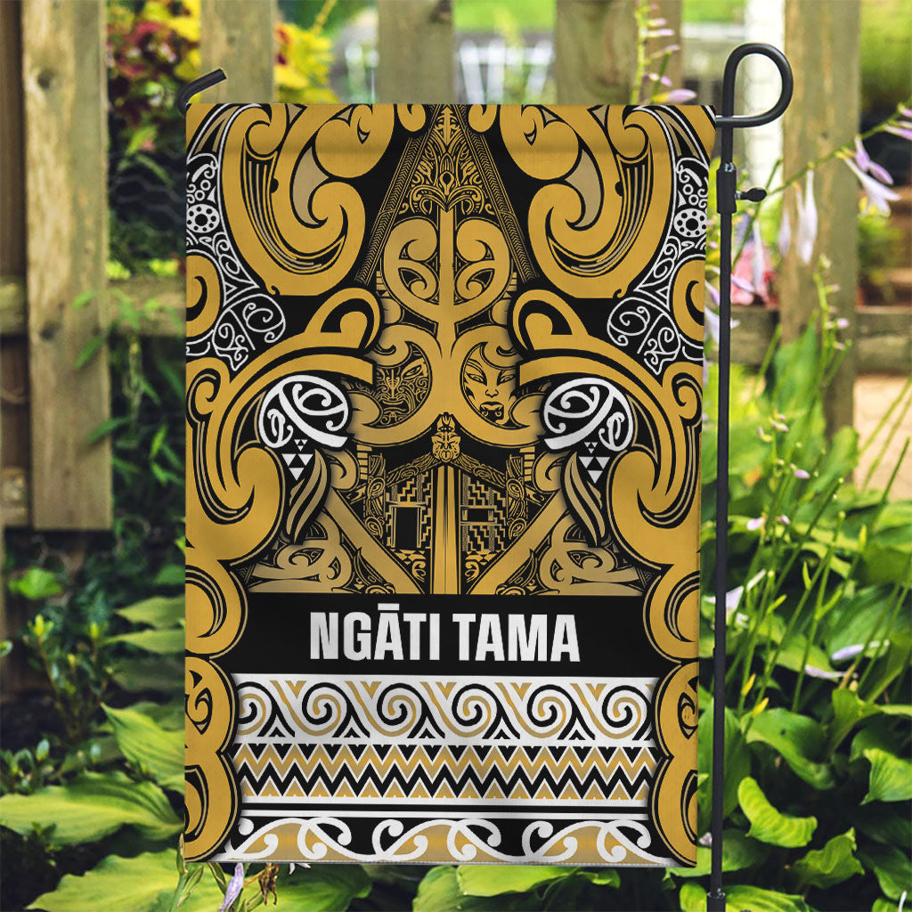 Aotearoa Iwi Ngāti Tama ki Te Waipounamu Trust Garden Flag Maori Wharenui House Tribal Pattern LT9 Garden Flag Gold - Polynesian Pride