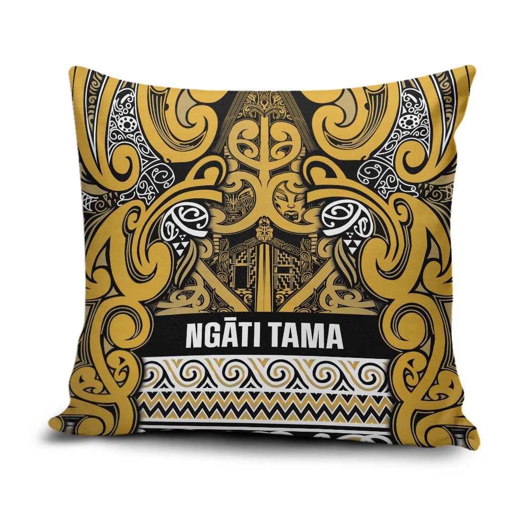 Aotearoa Iwi Ngāti Tama ki Te Waipounamu Trust Pillow Cover Maori Wharenui House Tribal Pattern LT9 Gold - Polynesian Pride