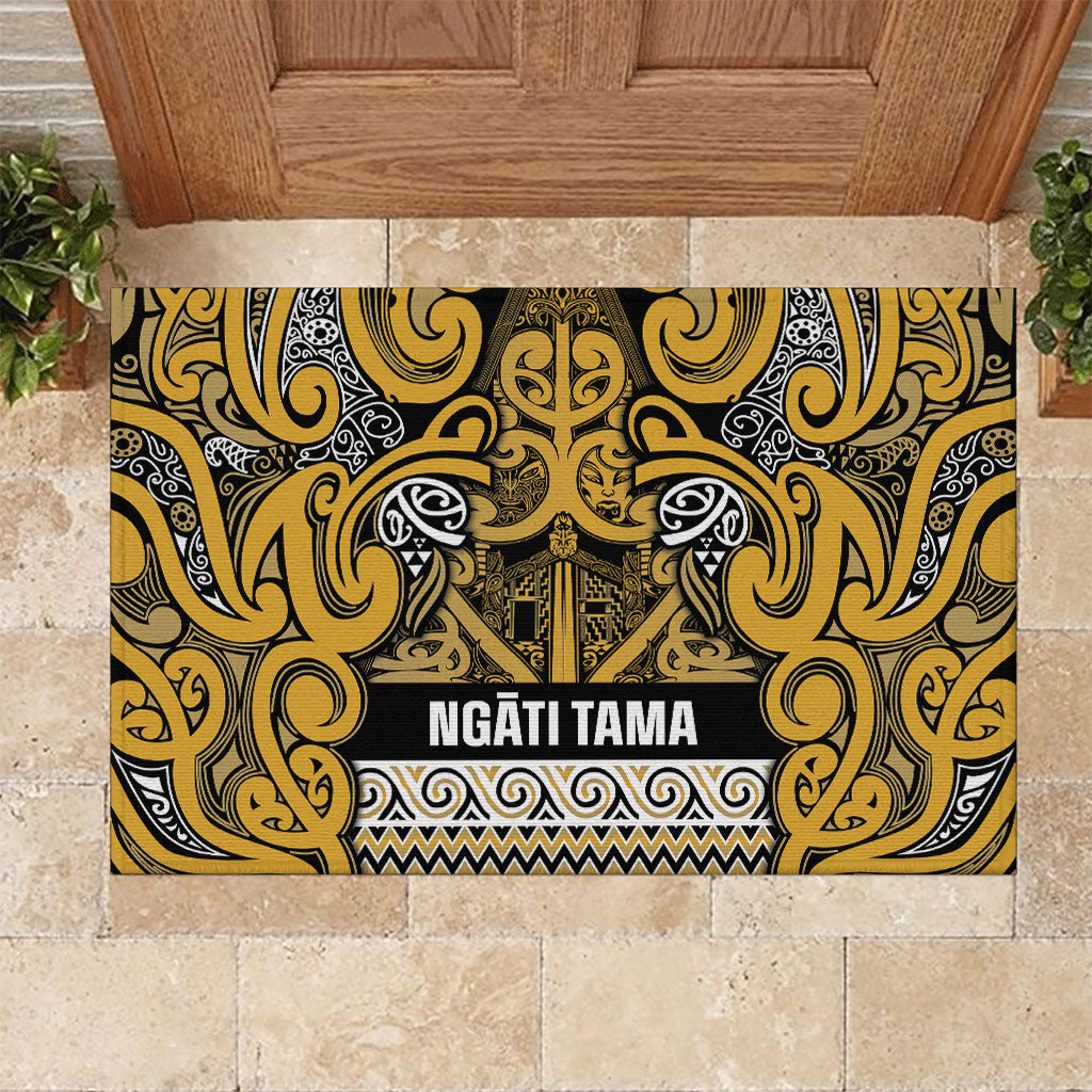Aotearoa Iwi Ngāti Tama ki Te Waipounamu Trust Rubber Doormat Maori Wharenui House Tribal Pattern