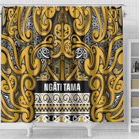 Aotearoa Iwi Ngāti Tama ki Te Waipounamu Trust Shower Curtain Maori Wharenui House Tribal Pattern LT9 - Polynesian Pride