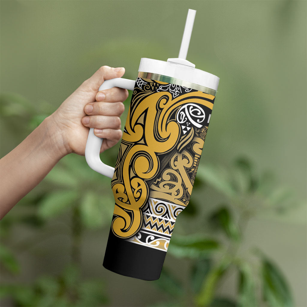 Aotearoa Iwi Ngāti Tama ki Te Waipounamu Trust Tumbler With Handle Maori Wharenui House Tribal Pattern LT9 - Polynesian Pride