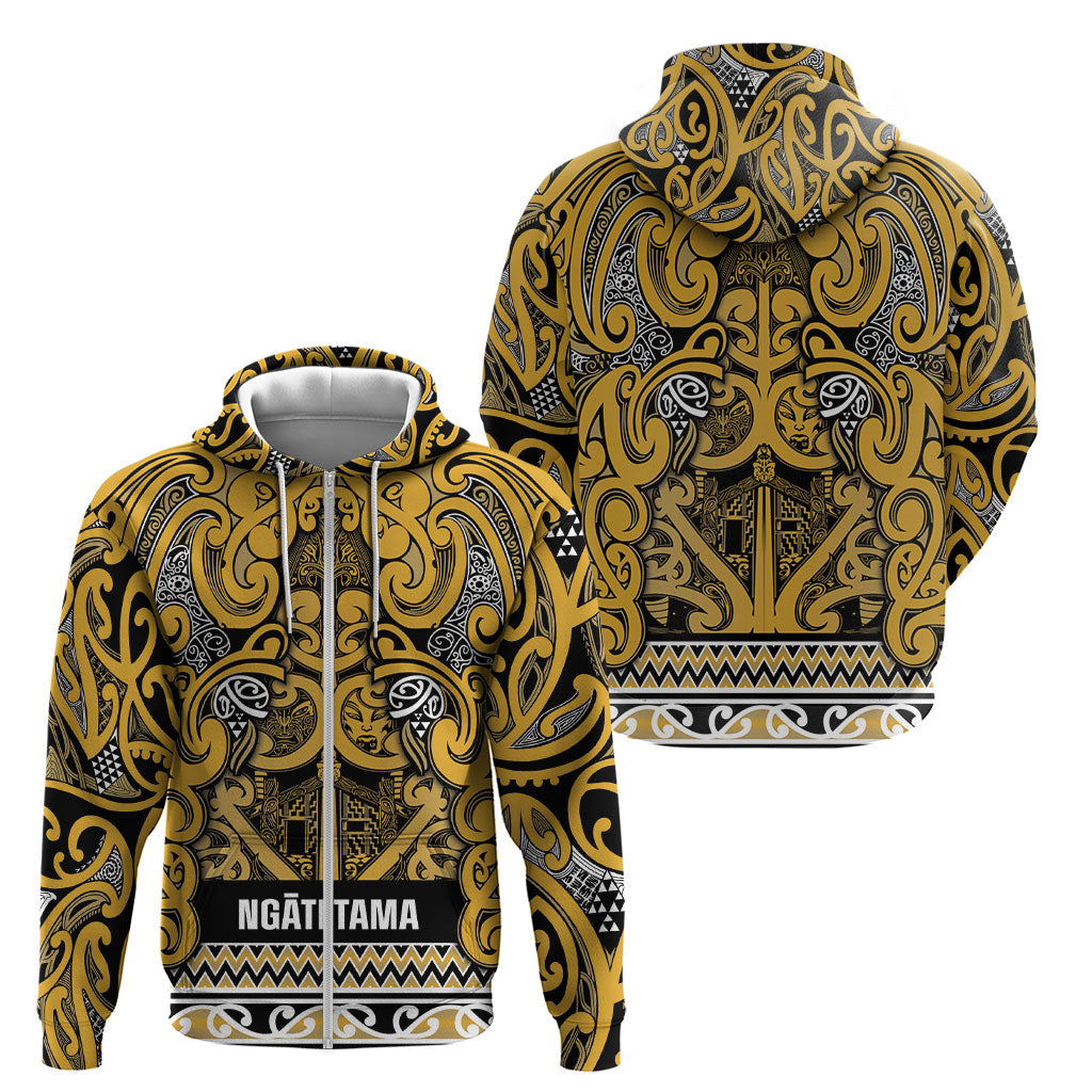 Aotearoa Iwi Ngāti Tama ki Te Waipounamu Trust Zip Hoodie Maori Wharenui House Tribal Pattern LT9 - Polynesian Pride