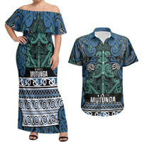 Aotearoa Iwi Ngati Mutunga Couples Matching Off Shoulder Maxi Dress and Hawaiian Shirt Maori Wharenui House Tribal Pattern LT9 Ocean Blue - Polynesian Pride