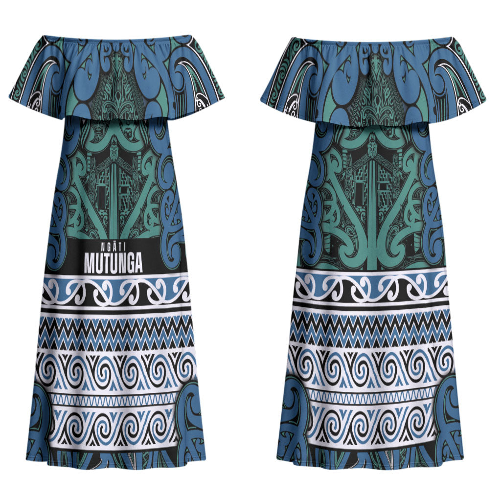 Aotearoa Iwi Ngati Mutunga Couples Matching Off Shoulder Maxi Dress and Hawaiian Shirt Maori Wharenui House Tribal Pattern LT9 - Polynesian Pride