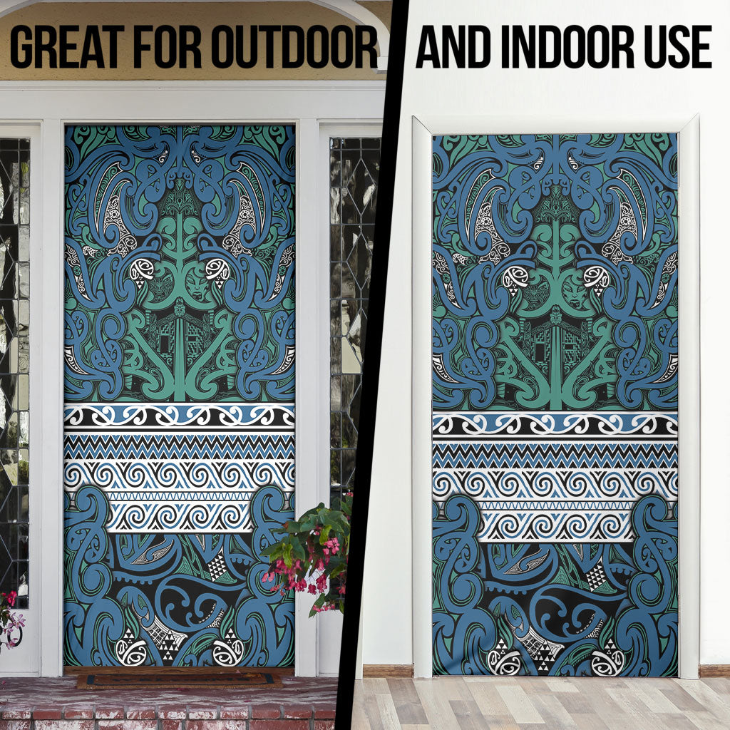 Aotearoa Iwi Ngati Mutunga Door Cover Maori Wharenui House Tribal Pattern LT9 - Polynesian Pride