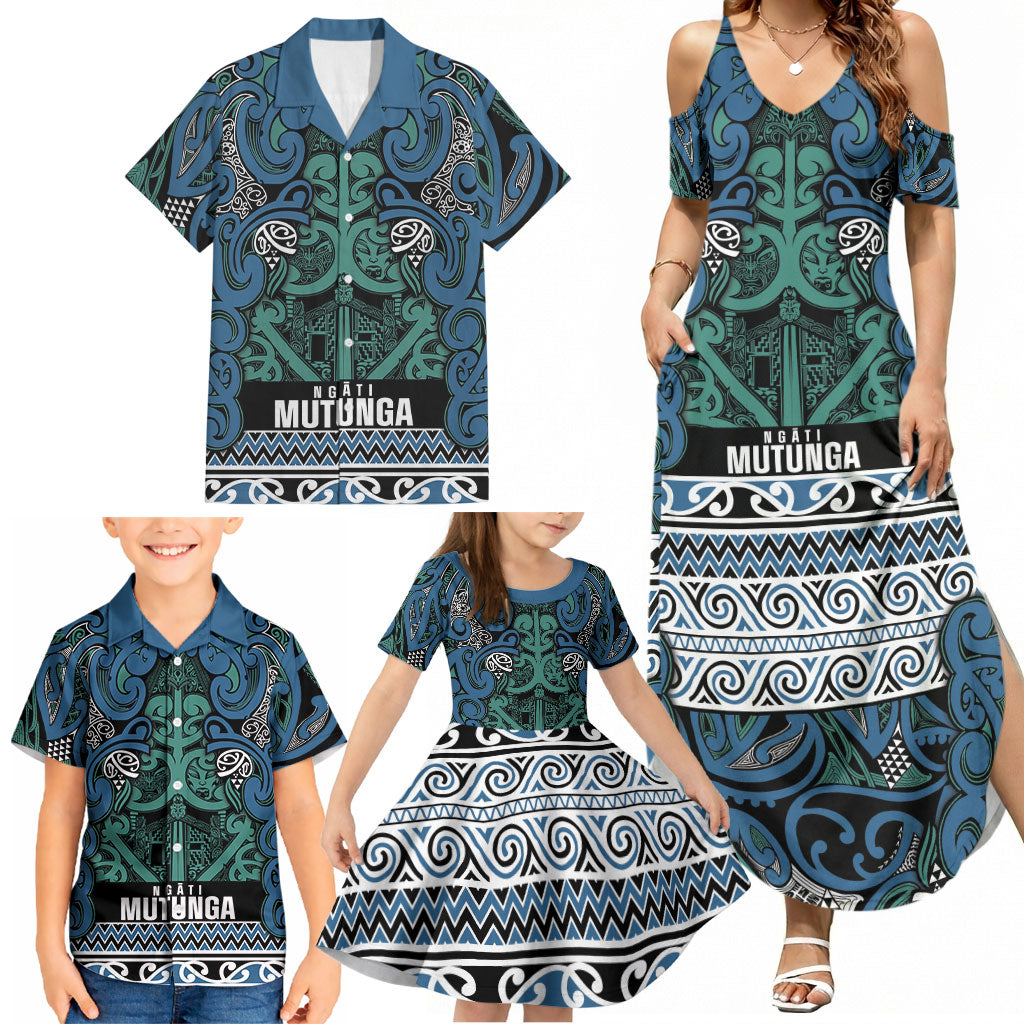Aotearoa Iwi Ngati Mutunga Family Matching Summer Maxi Dress and Hawaiian Shirt Maori Wharenui House Tribal Pattern LT9 - Polynesian Pride