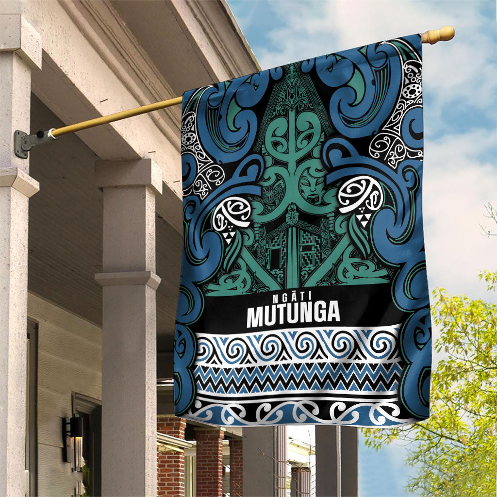Aotearoa Iwi Ngati Mutunga Garden Flag Maori Wharenui House Tribal Pattern LT9 House Flag Ocean Blue - Polynesian Pride
