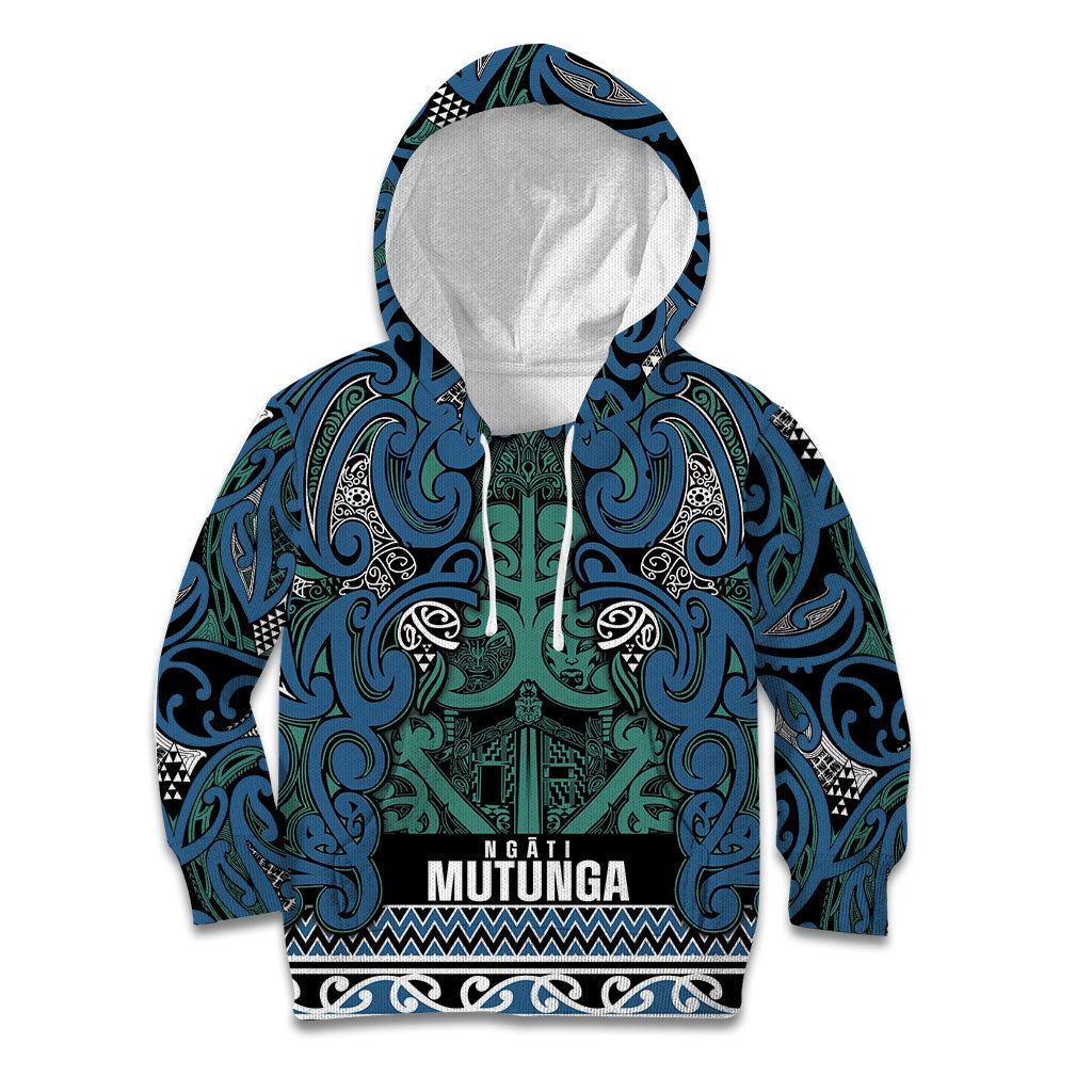 Aotearoa Iwi Ngati Mutunga Kid Hoodie Maori Wharenui House Tribal Pattern LT9 Hoodie Ocean Blue - Polynesian Pride
