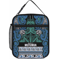 Aotearoa Iwi Ngati Mutunga Lunch Bag Maori Wharenui House Tribal Pattern LT9 10.2 × 8.3 × 4.3 inch Ocean Blue - Polynesian Pride