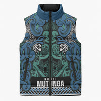 Aotearoa Iwi Ngati Mutunga Sleeveless Puffer Jacket Maori Wharenui House Tribal Pattern LT9 Unisex Ocean Blue - Polynesian Pride