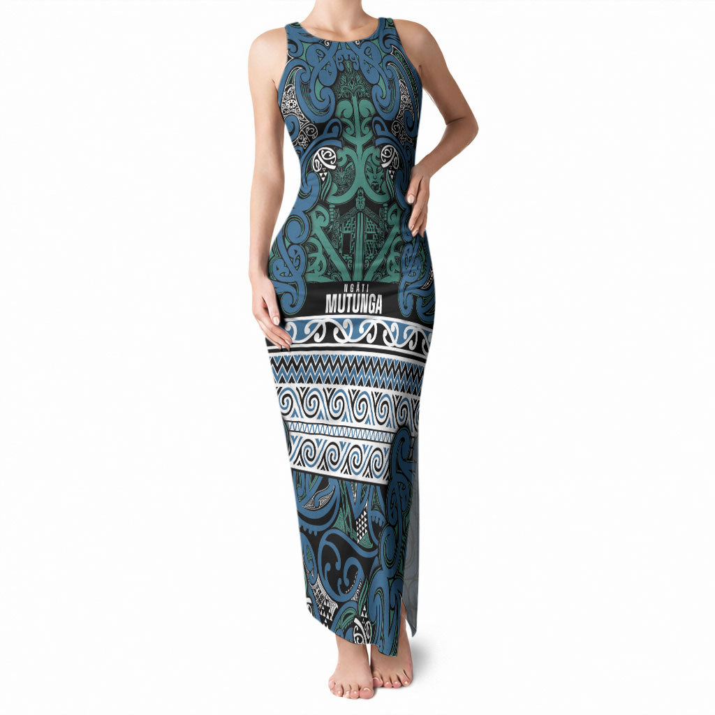 Aotearoa Iwi Ngati Mutunga Tank Maxi Dress Maori Wharenui House Tribal Pattern LT9 Women Ocean Blue - Polynesian Pride