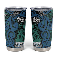 Aotearoa Iwi Ngati Mutunga Tumbler Cup Maori Wharenui House Tribal Pattern LT9 Ocean Blue - Polynesian Pride