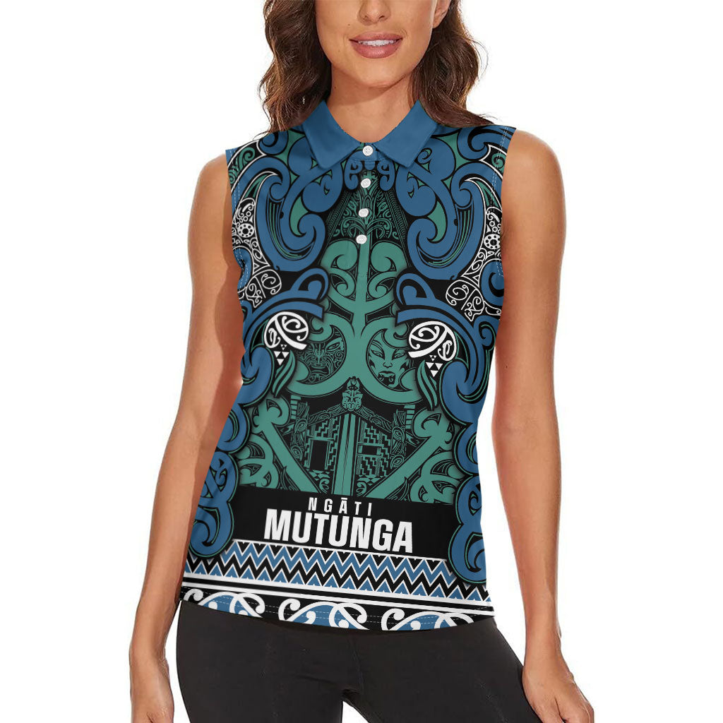 Aotearoa Iwi Ngati Mutunga Women Sleeveless Polo Shirt Maori Wharenui House Tribal Pattern LT9 - Polynesian Pride