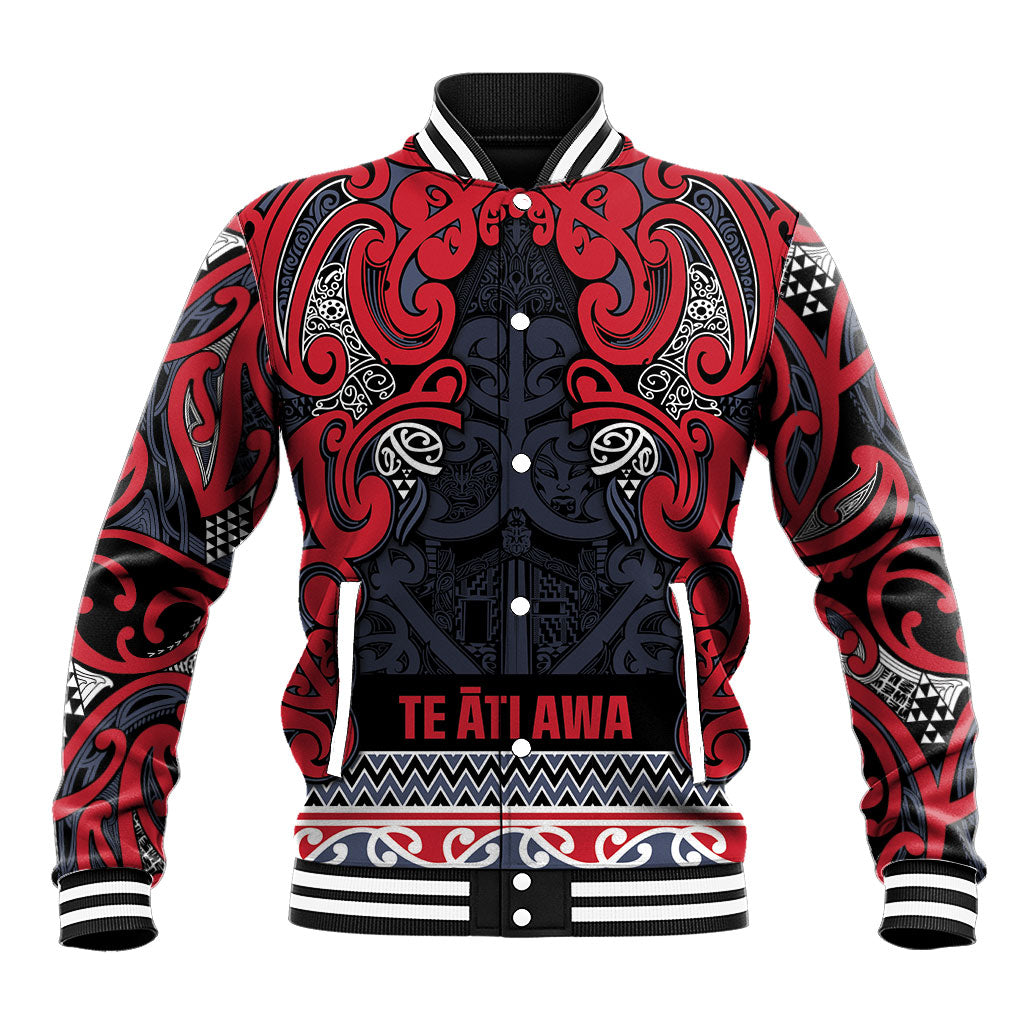 Aotearoa Iwi Te ati Awa Baseball Jacket Maori Wharenui House Tribal Pattern LT9 Unisex Bright Red - Polynesian Pride