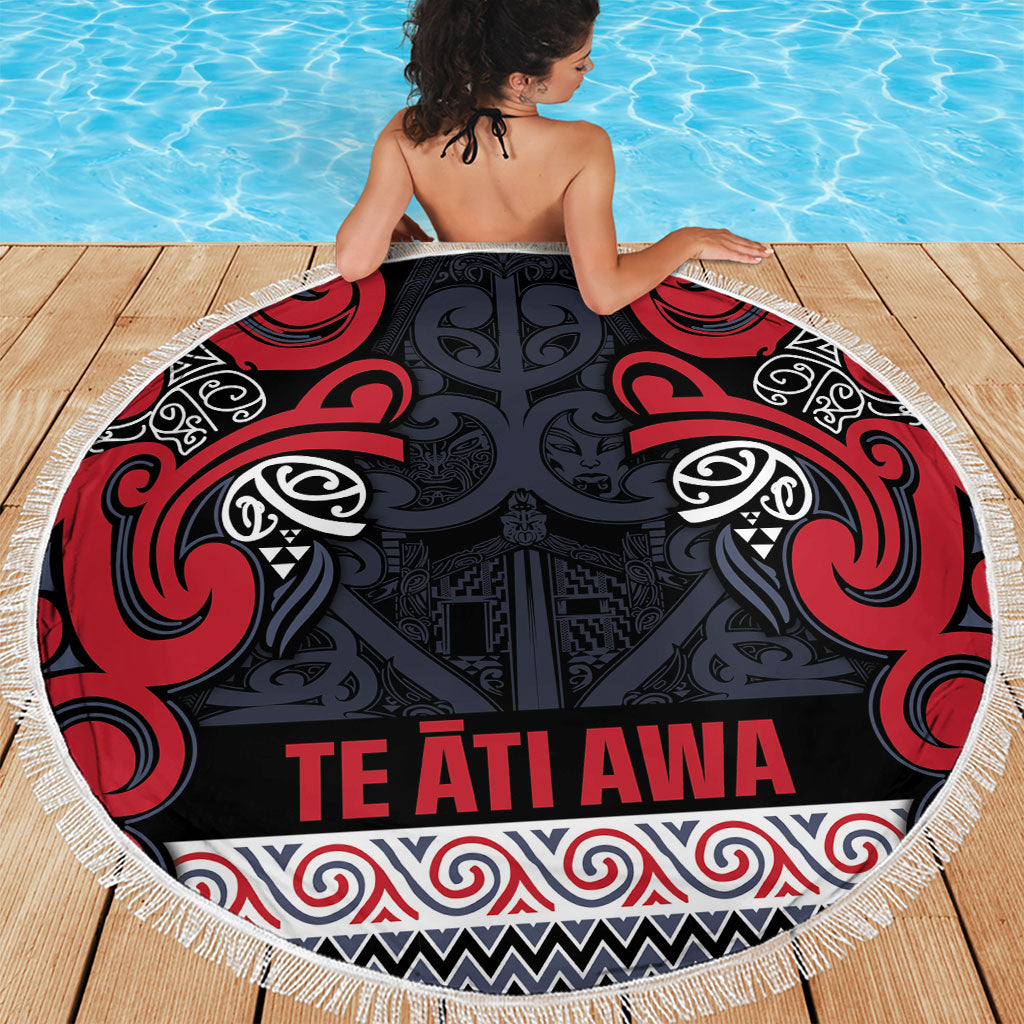 Aotearoa Iwi Te ati Awa Beach Blanket Maori Wharenui House Tribal Pattern LT9 - Polynesian Pride