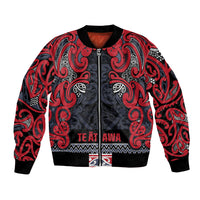 Aotearoa Iwi Te ati Awa Bomber Jacket Maori Wharenui House Tribal Pattern LT9 Unisex Bright Red - Polynesian Pride