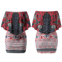 Aotearoa Iwi Te ati Awa Couples Matching Off Shoulder Short Dress and Hawaiian Shirt Maori Wharenui House Tribal Pattern LT9 - Polynesian Pride