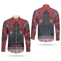 Aotearoa Iwi Te ati Awa Couples Matching Tank Maxi Dress and Long Sleeve Button Shirt Maori Wharenui House Tribal Pattern LT9 - Polynesian Pride