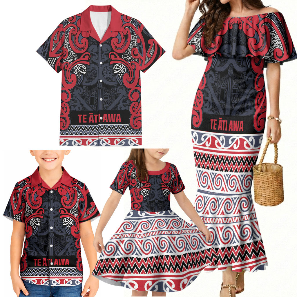 Aotearoa Iwi Te ati Awa Family Matching Mermaid Dress and Hawaiian Shirt Maori Wharenui House Tribal Pattern LT9 - Polynesian Pride