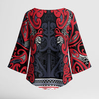 Aotearoa Iwi Te ati Awa Kimono Sleeve Blouse Maori Wharenui House Tribal Pattern LT9 - Polynesian Pride