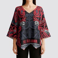 Aotearoa Iwi Te ati Awa Kimono Sleeve Blouse Maori Wharenui House Tribal Pattern LT9 - Polynesian Pride