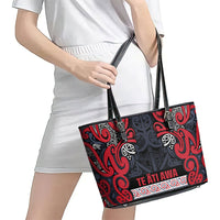 Aotearoa Iwi Te ati Awa Leather Tote Bag Maori Wharenui House Tribal Pattern LT9 - Polynesian Pride