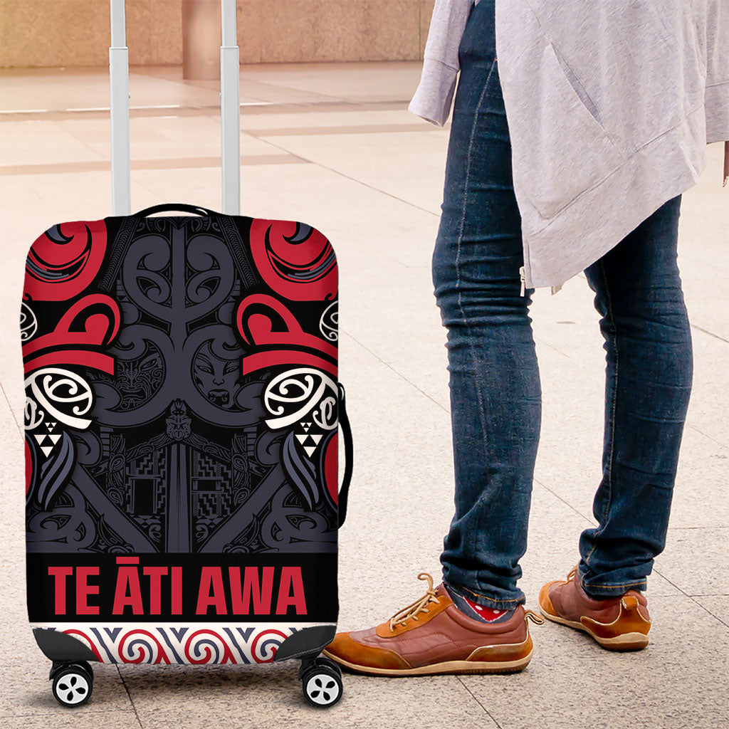 Aotearoa Iwi Te ati Awa Luggage Cover Maori Wharenui House Tribal Pattern LT9 Bright Red - Polynesian Pride