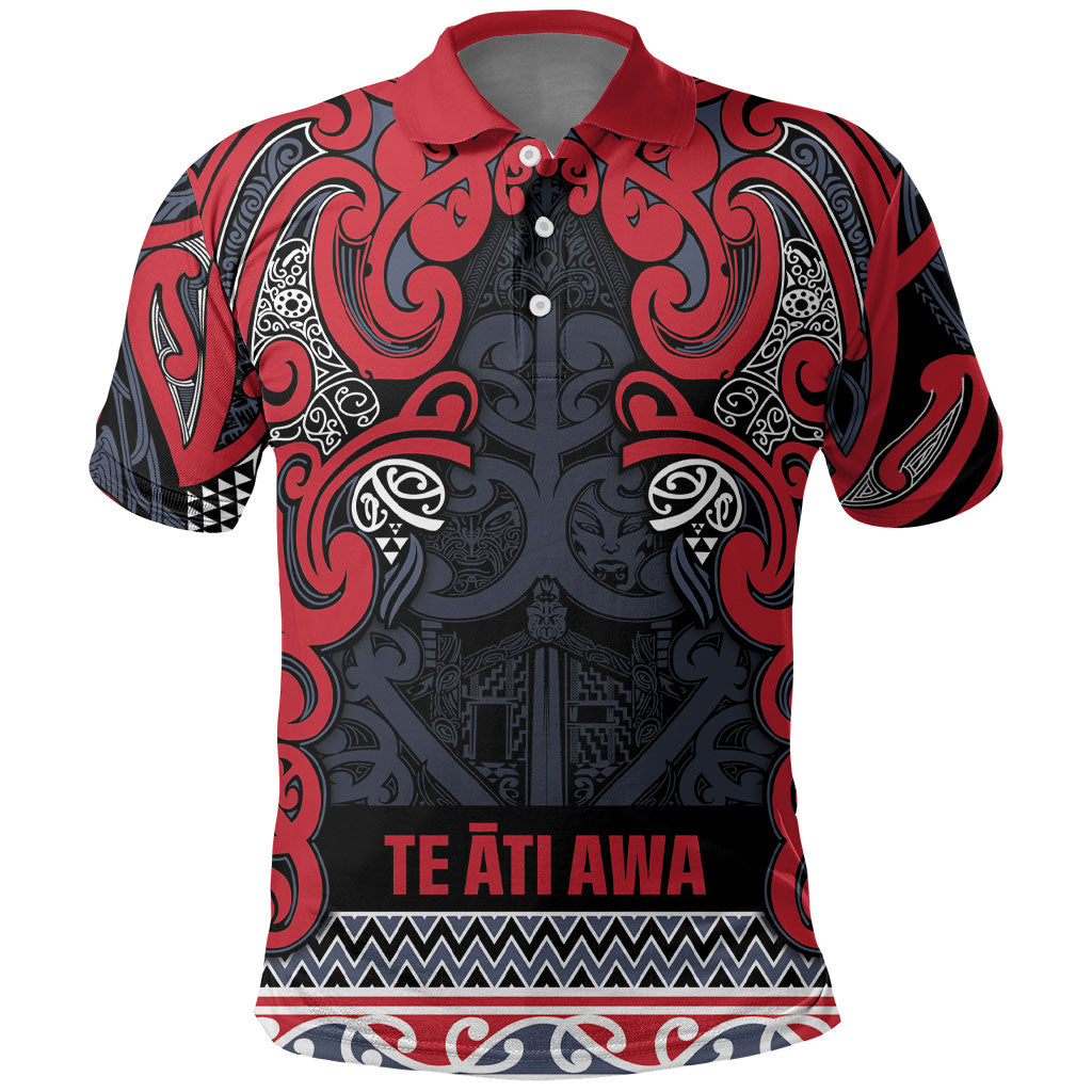 Aotearoa Iwi Te ati Awa Polo Shirt Maori Wharenui House Tribal Pattern LT9 Bright Red - Polynesian Pride
