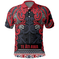 Aotearoa Iwi Te ati Awa Polo Shirt Maori Wharenui House Tribal Pattern LT9 Bright Red - Polynesian Pride